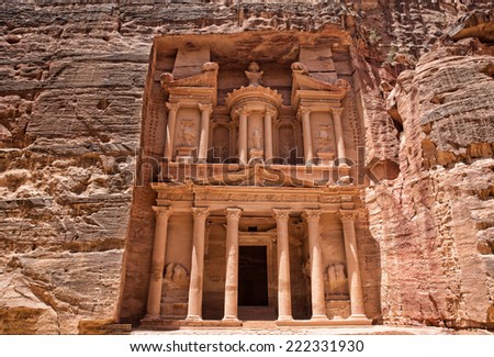 Al Khazneh in Petra, Jordan Royalty-Free Stock Photo #222331930