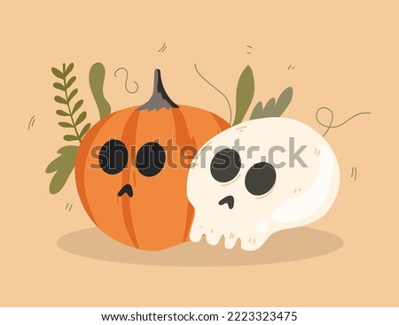 halloween illustration vector with scare skull trick or treat halloween event