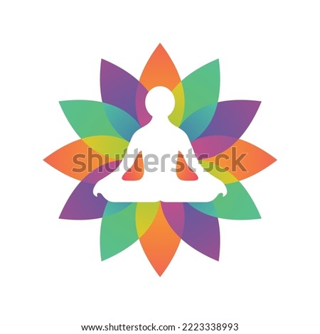 yoga meditation flower logo template 