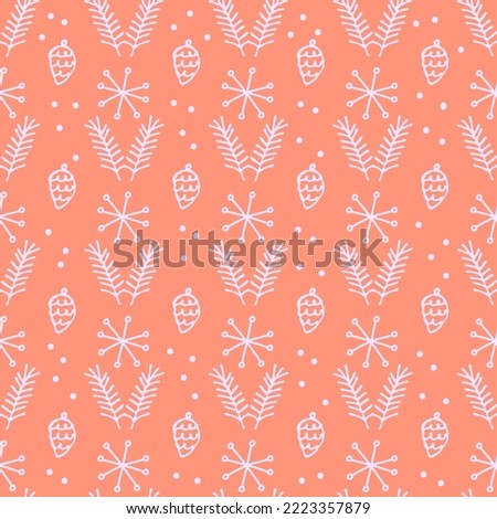 Seamless pattern with Christmas and New Year symbols. Doodle vector illustration for banner, wallpaper, wrapping paper or fabric.