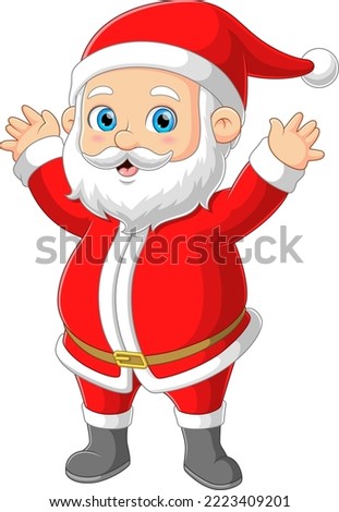 The Santa claus is greeting children and so happy to meet the children of illustration