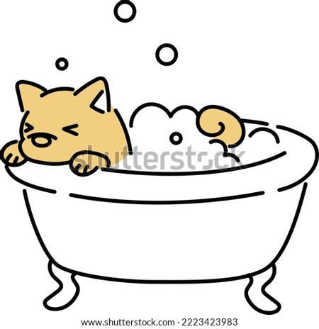 dog taking a bath vector illust