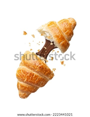Appetizing croissant with chocolate isolated on white background Royalty-Free Stock Photo #2223441021