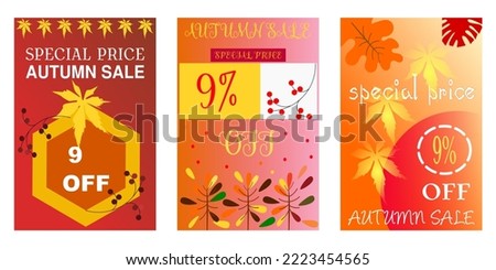 9% Autumn Sale Special Price for background, banner, template,sign with vector art illustration