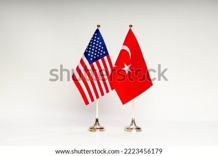 State flags of the USA and Turkey on a light background. Flags.