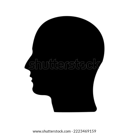 human head icon . Human head profile black shadow silhouette color editable