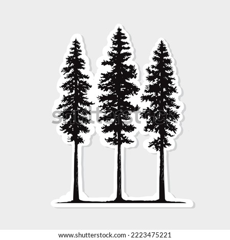 Pine tree sticker on white background illustration