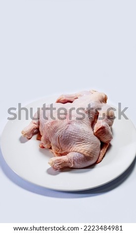 Whole fresh raw chicken isolated on white background. Probiotic Chicken.