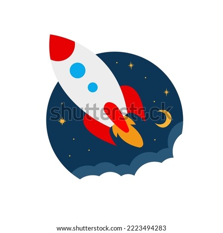 Rocket and space icon. Vector graphics