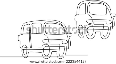 Electric lawnmower. Grass cutting device. Continuous line drawing. Vector illustration