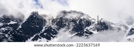 Rugged mountain range with high snow-covered peaks, Pemberton, British Columbia, Canada
