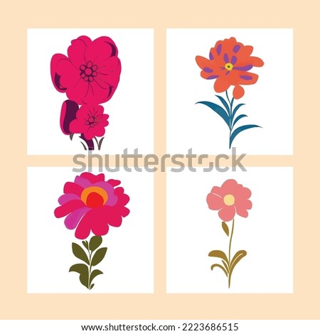 set of flowers. Vector seamless minimalistic delicate floral pattern. Romantic, small, boring, stylish floral background. Vector illustration . Decorative art illustration packaging, textile, fabric 