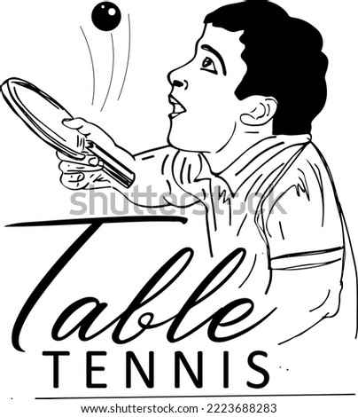 Table tennis logo, ping pong player vector and illustration, Table tennis service sketch drawing, table tennis symbol silhouette, and clip art