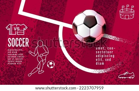 Soccer Template design , Football banner, Sport layout design, red Theme, vector Royalty-Free Stock Photo #2223707959
