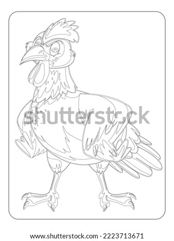 Rooster coloring page for kids art line