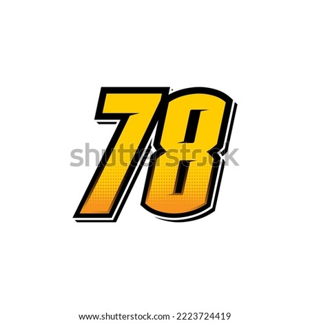 Number vector for sports and racing number 78