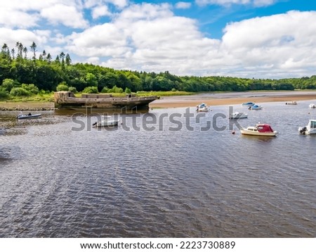 Concrete ship on a River Moy. Ballina, County Mayo, Republic of Ireland Royalty-Free Stock Photo #2223730889