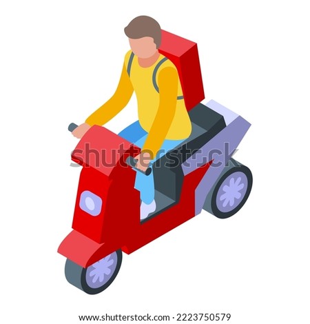 Fast courier icon isometric vector. Scooter delivery. Driver service