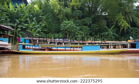 Boat on the Mekong river not far away from Luang Prabang