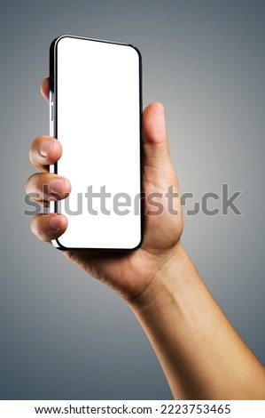Modern smartphone with  screen template in the man's hand.