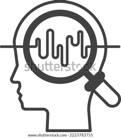 human head and magnifying glass illustration in minimal style isolated on background