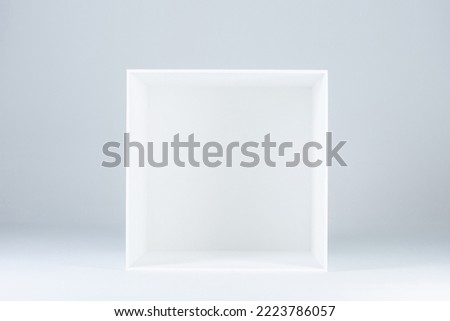 Whit box open, empty box white, human size white box Royalty-Free Stock Photo #2223786057