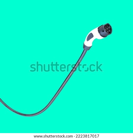 Fast electric car charger green energy environment friendly driving vehicle station. Modern transport fuel of future. Minimal design power unit isolated on green Royalty-Free Stock Photo #2223817017