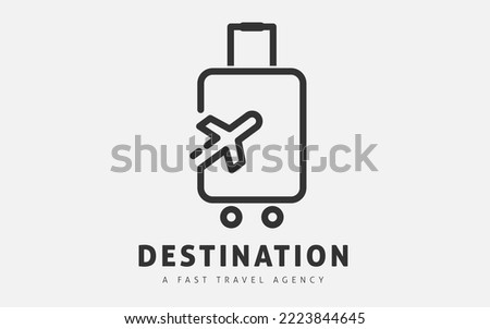 Travel Logo Design Template. Concepts For Luggage and airplane. Travel Agencies, Tours, Tickets, Vacations. Minimal Logo Design.