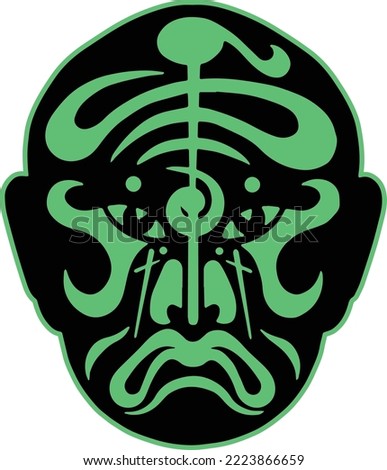 skull vector graphic design pattern ornament black green illustration emblem sign icon symbol art abstract symmetric tattoo logo silhouette 