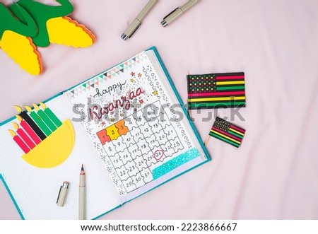 Homemade bullet journal  with kwanzaa calendar