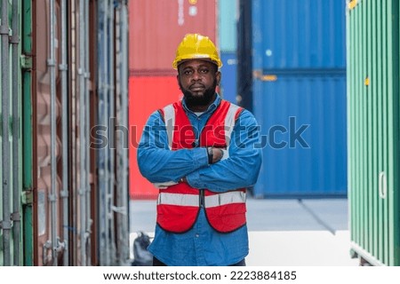 African American worker concept, African American worker working in warehouse containers for logistic import export 