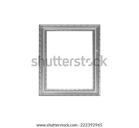 Old silver frame isolated on white background.