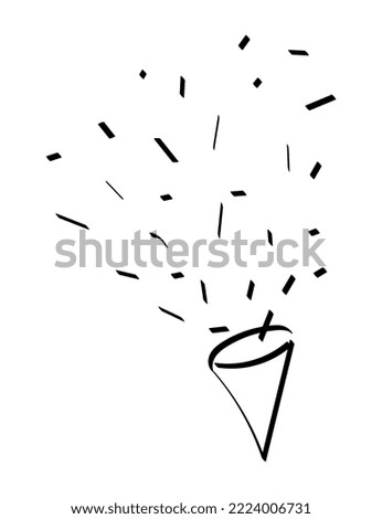 Doodle firecracker vector illustration isolated on transparent background. Hand drawn petard. Simple party popper clip art element. Confetti, explosion celebration object