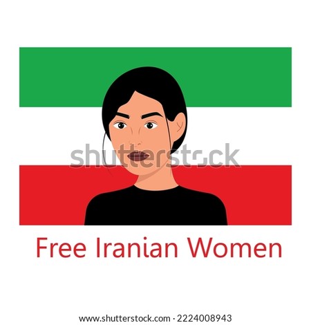 Illustration of beautiful Iranian woman protesters for Free Iranian Women campaign Design concept flag background