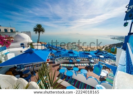 Panoramic view of seaside and cafe terrace in Sidi Bou Said at sunset. Tunisia, North Africa
sidi bou said . town of artists and poets . Royalty-Free Stock Photo #2224018165