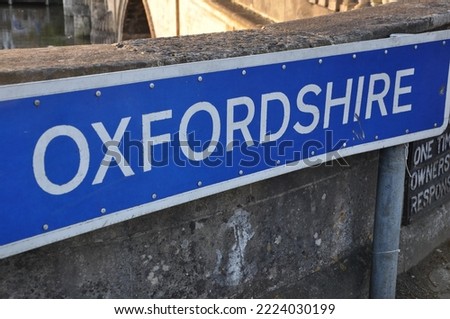 The county sign of Oxfordshire,  Henley-on-Thames,  England, UK 2019  Royalty-Free Stock Photo #2224030199