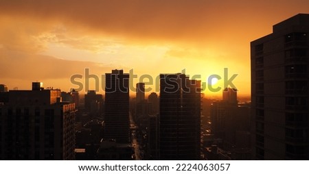 Chicago City skyline looking like a movie scene Royalty-Free Stock Photo #2224063057