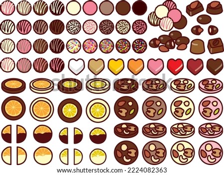 Illustration set of various kinds of chocolate
