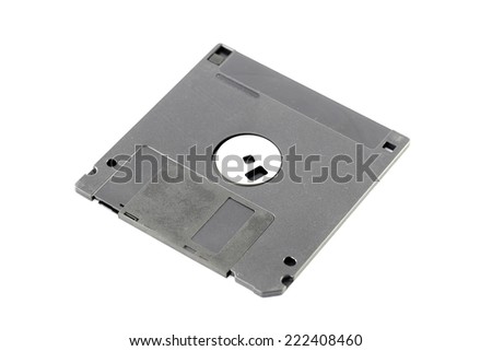 Black floppy disk isolated on white background.