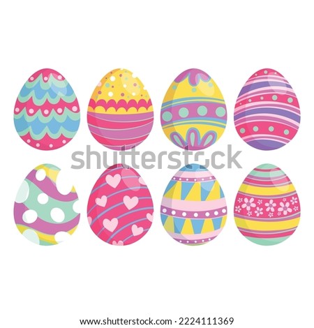 Easter eggs for Easter holidays design. Happy Easter day vector clip art for your design project. Vector icons flat style.
