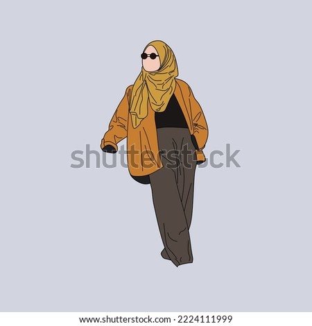 llustration of dress for muslimah (Muslim woman) with combination of Eagle tone colour