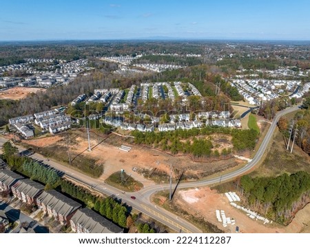 Aerial view of new homes construction in Atlanta Metro Area