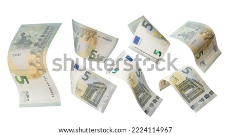 Five euro bill banknote isolated on white background. Royalty-Free Stock Photo #2224114967