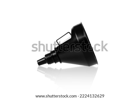 Black Plastic funnel isolated on white background with clipping path.