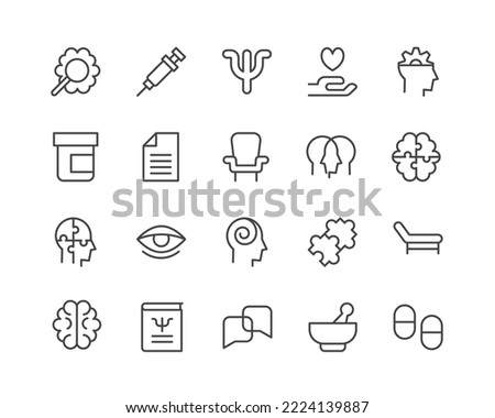 Therapy line icons set. Vector objects isolated on a white background for web design and graphics. Outline icons collection.