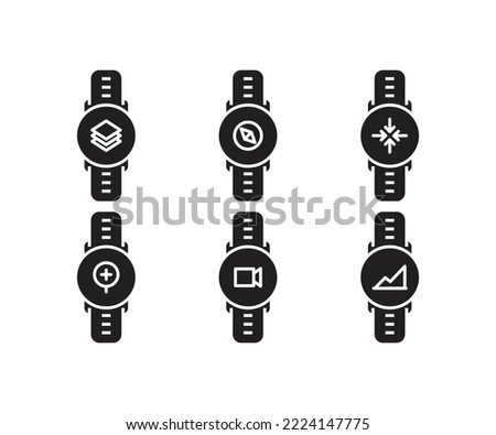 smartwatch and user interface icons set illustration