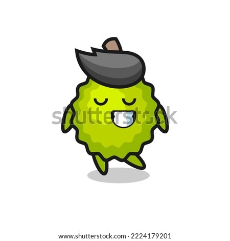 durian cartoon illustration with a shy expression , cute style design for t shirt, sticker, logo element