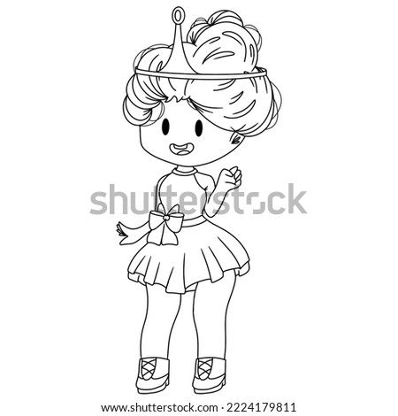 Coloring book for girls. Anime cute girl, for children's coloring. Drawing by hand. Can be used for print, stickers, icons and factory.
Girl princess, llustration in a cartoon style.