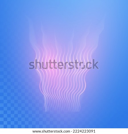 Warm air flow on a light background. Infrared wind wave light effect. Realistic movement of rarefied water from a humidifier. The concept of power radiation of air flow. Royalty-Free Stock Photo #2224223091