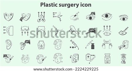 Plastic surgery icon set, Medical  